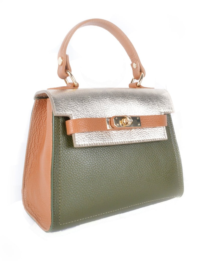 Leather handbag Comb-color