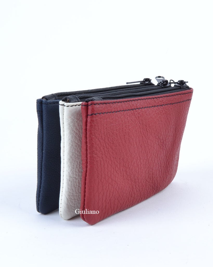 Leather wallet  |  3 compartments Tricolor