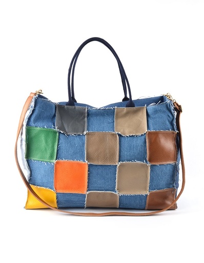 [552187/AMSTERDAM] Jeans handbag| Multicolor checked | 552187