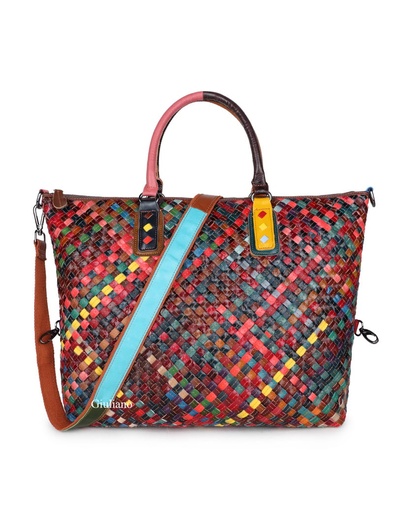 [552558 | Multicolor] Leather handbag  | Braided