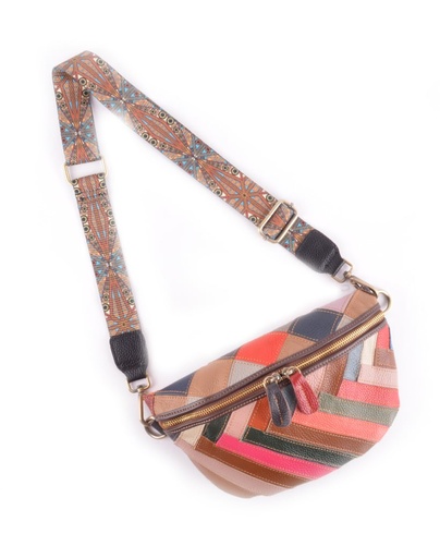 [552861 GESTREEPT] Lederen waistbag | Multicolor de unique | 552861