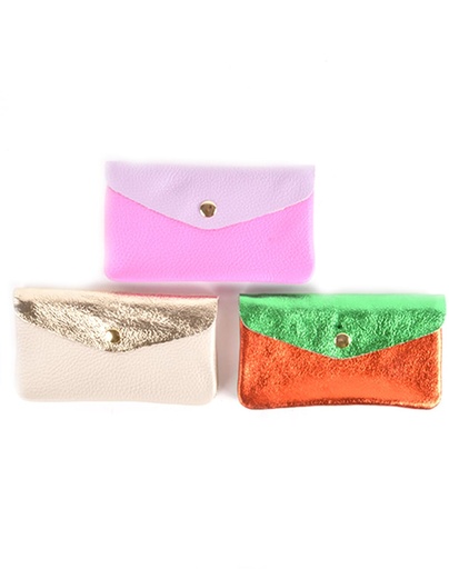 [5590880 metallic] Leather wallet metallic combi color  | 5590880