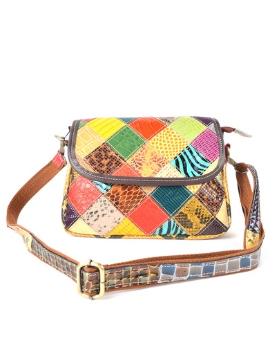 [552263] Leather shoulderbag | Multicolor checked | 552263